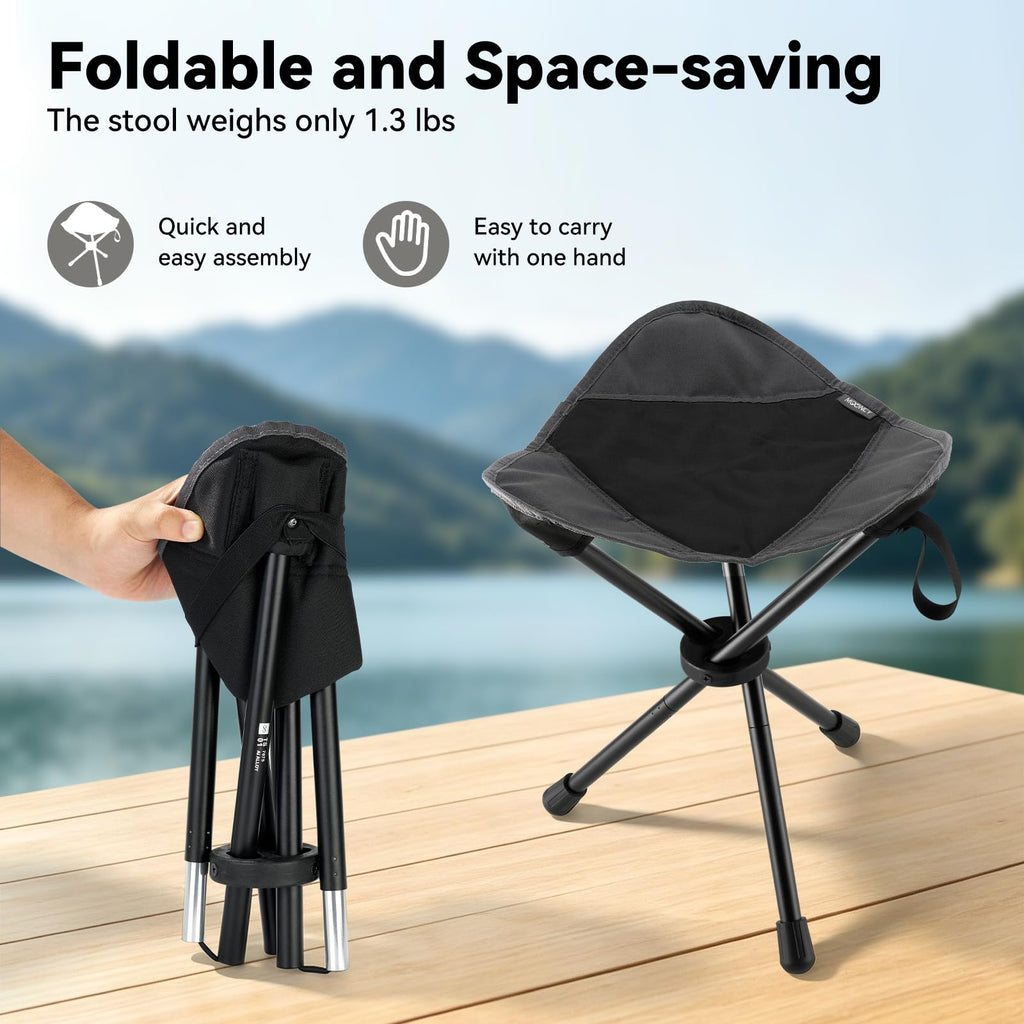 18"×14.5" Aluminum Alloy Folding Camping Stool, Black K3314
