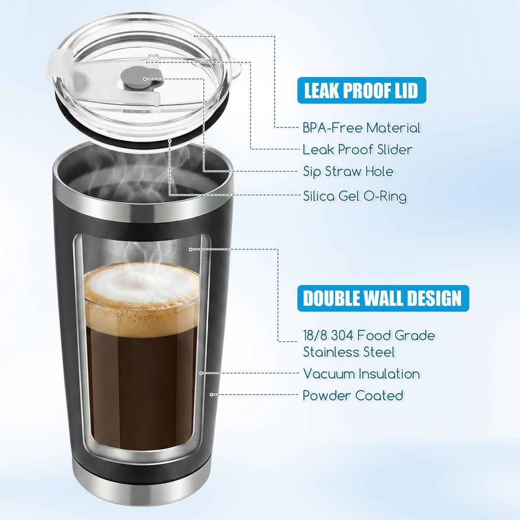 6 Pack 20oz Stainless Steel Insulated Tumbler with Lid L888925