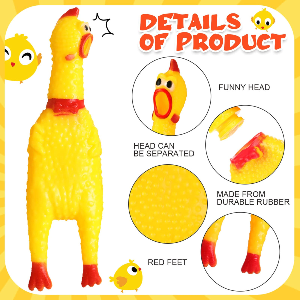 50 Pcs Yellow Rubber Chickens W706