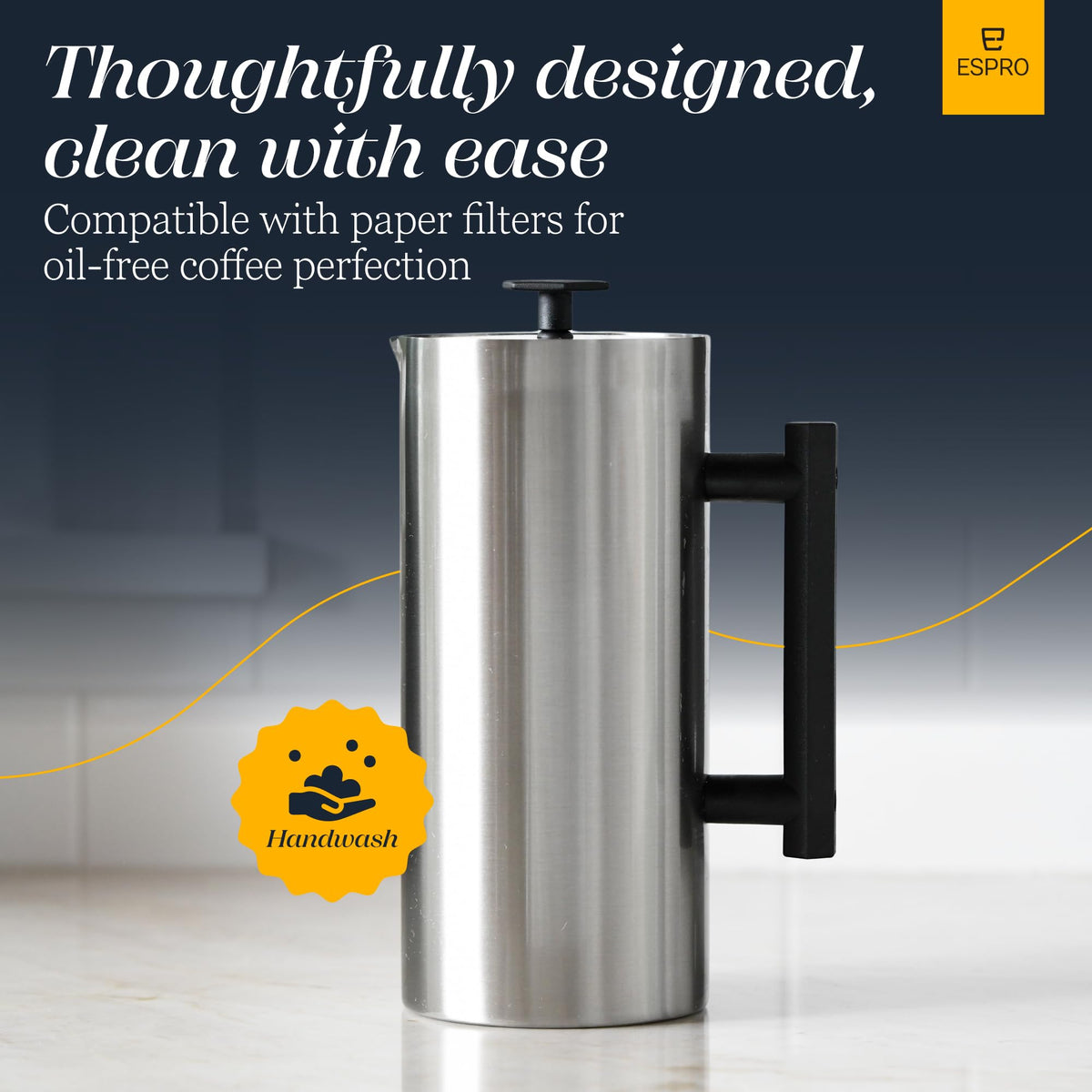 32oz Stainless Steel French Press D411