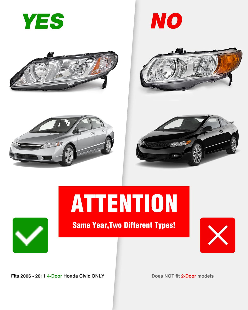 2006-2011 Honda Civic Halogen Headlight T3512
