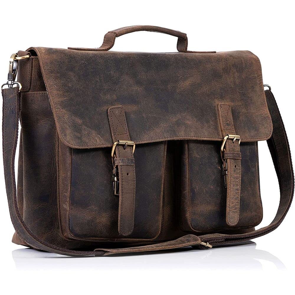 16 Inch Leather Laptop Messenger Bag C6558