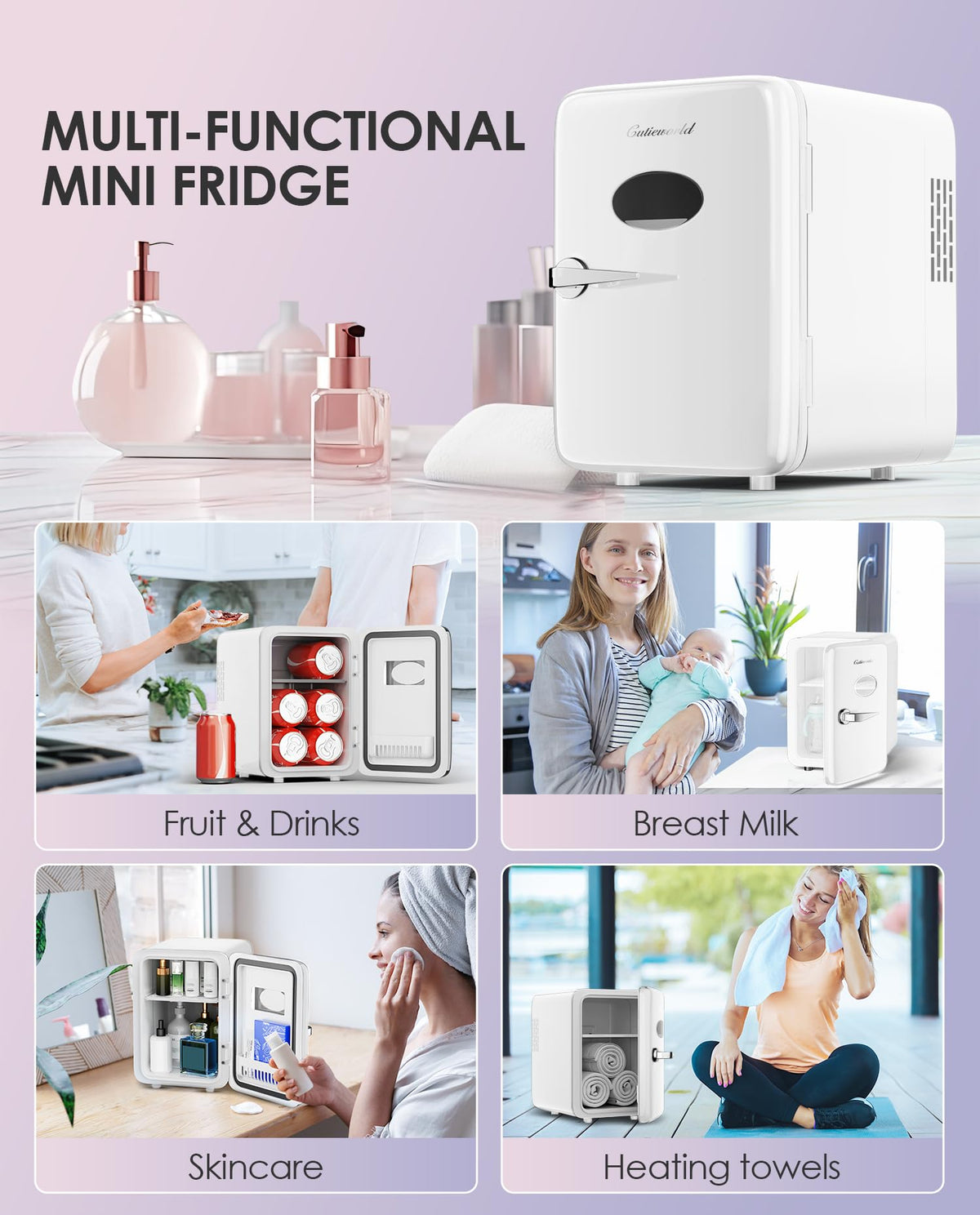 4L Pearly White Mini Skincare Fridge G857577