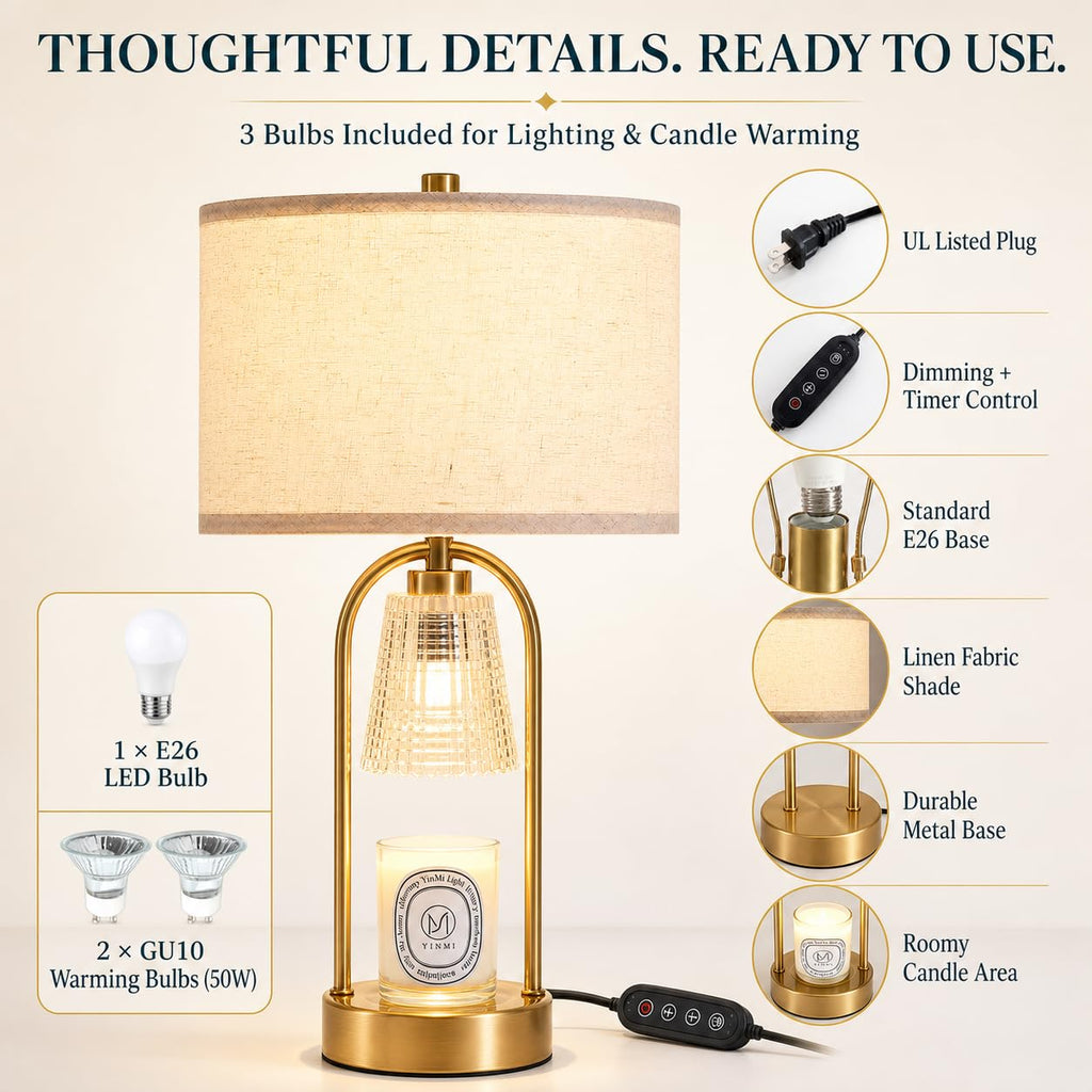 2 in 1 Gold Candle Warmer and Table Lamp Q390016