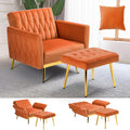 Velvet Accent Chair with Ottoman & Adjustable Backrest Z284