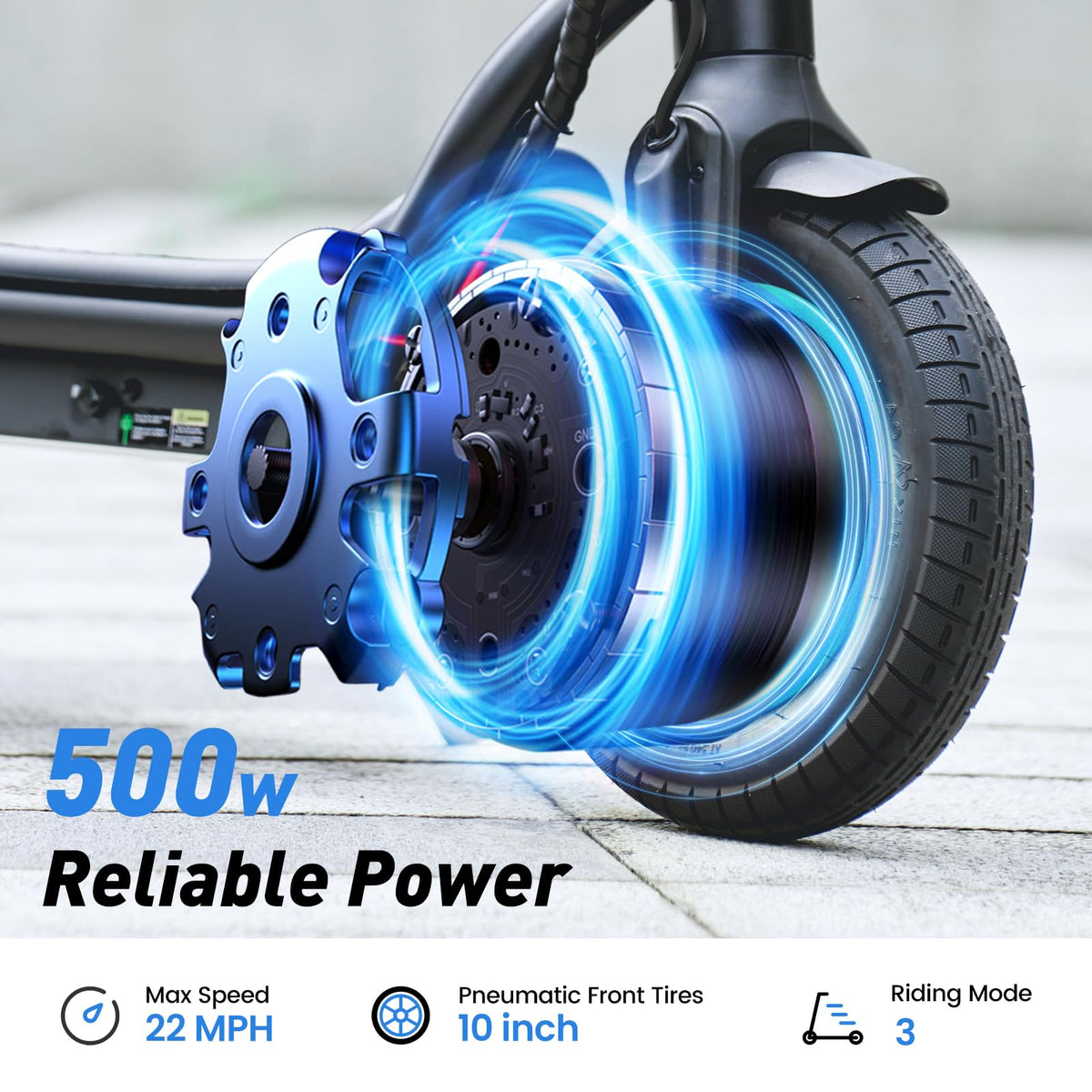 Electric Scooter, 28 Miles Range, 23 MPH Speed, 10" Tire, 1000W Motor, Foldable R328450