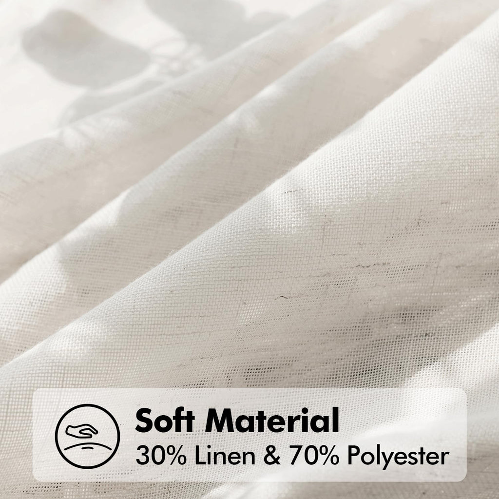 Natural White Semi Sheer Linen Curtains 120 inch 2 Panels Q1244