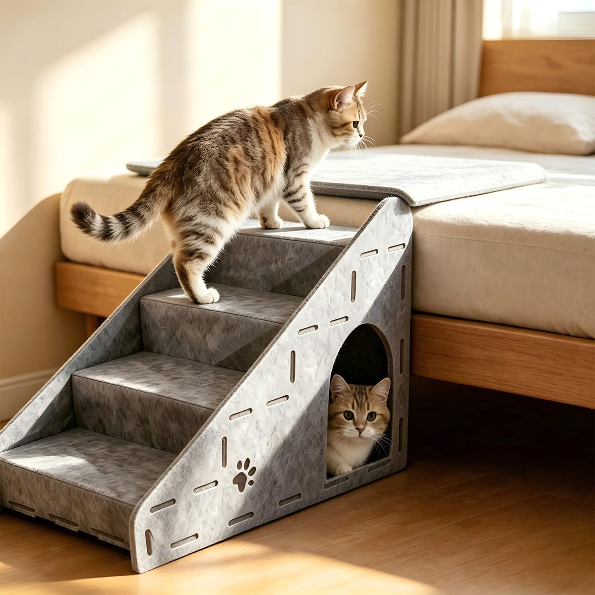 Felt 4-Step Foldable Pet Stairs B1155