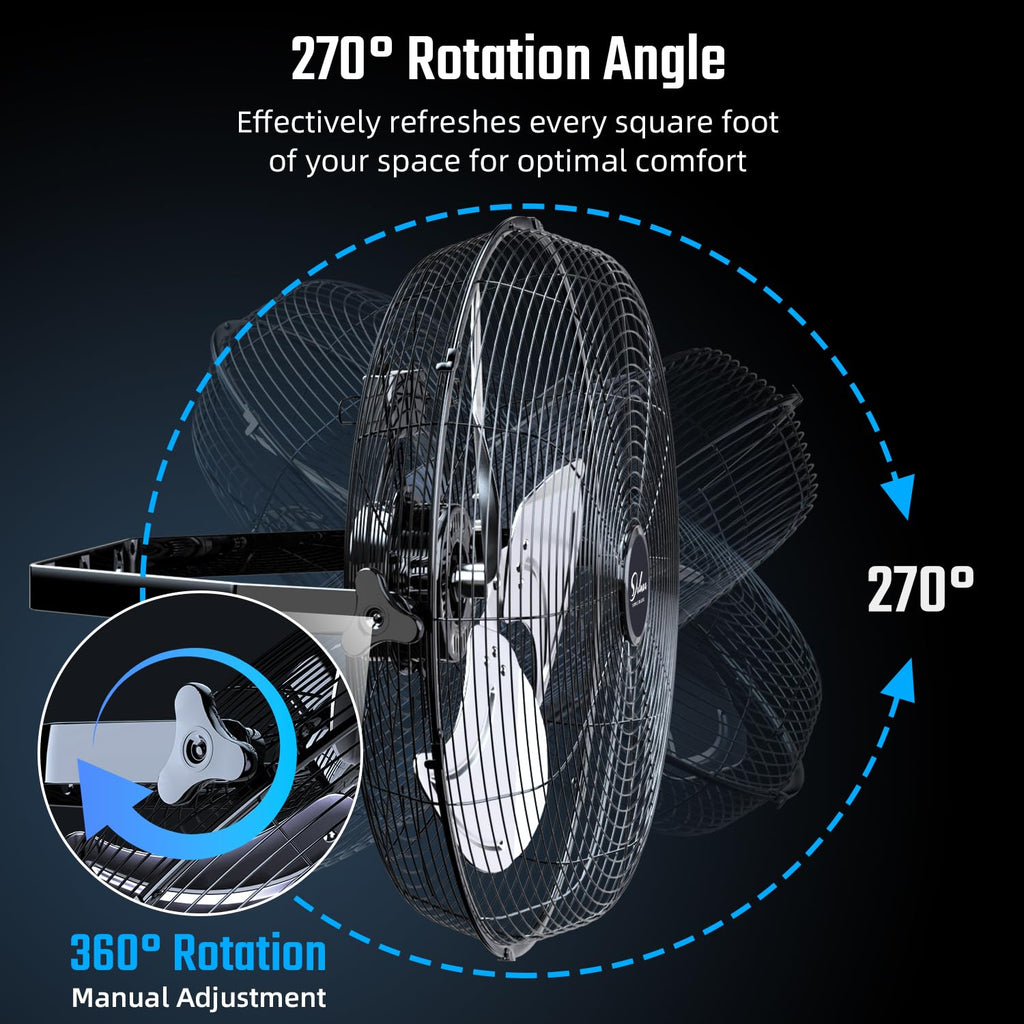 20 Inch High Velocity 3 Speed Black Wall-Mount Fan E78892
