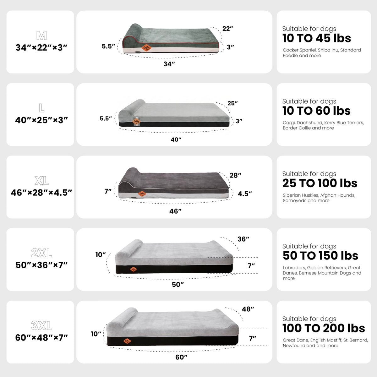 Slate Grey Memory Foam Orthopedic Dog Bed T500932