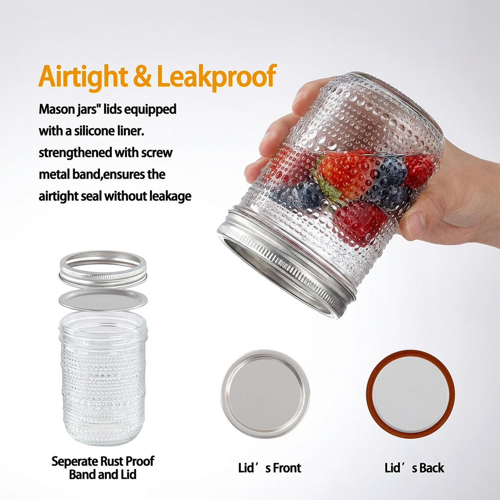6-Pack 16 oz Wide Mouth Glass Mason Jars with Lids W730