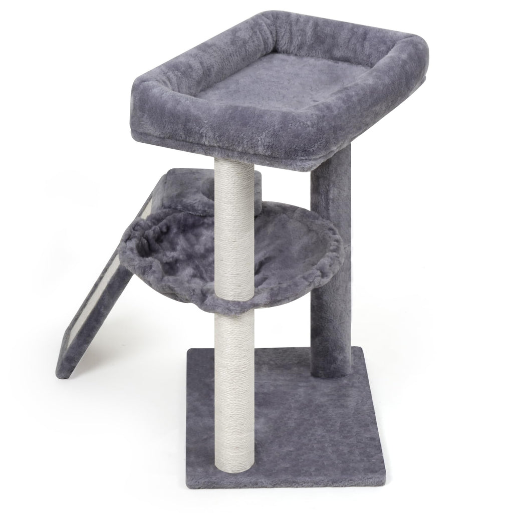 Cat Tree with Scratching Post and Hammock, Grey Q948