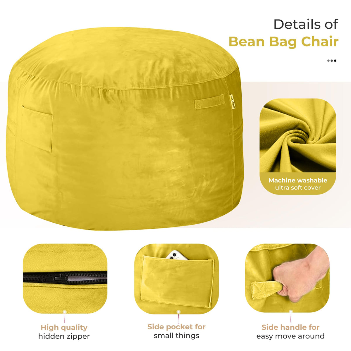 Giant 4' Memory Foam Bean Bag Chair with Microfiber Cover X1476
