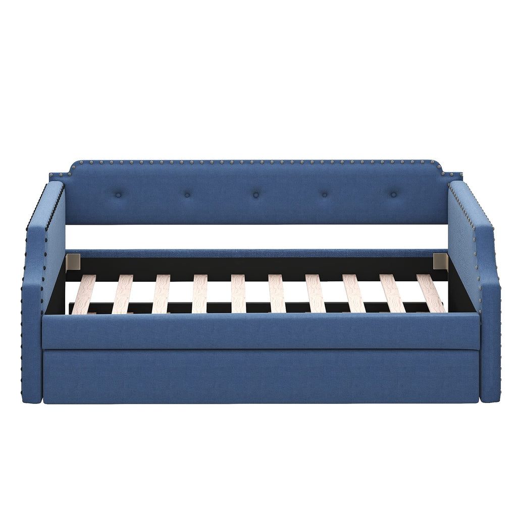 Blue Upholstered Daybed with Trundle W9145