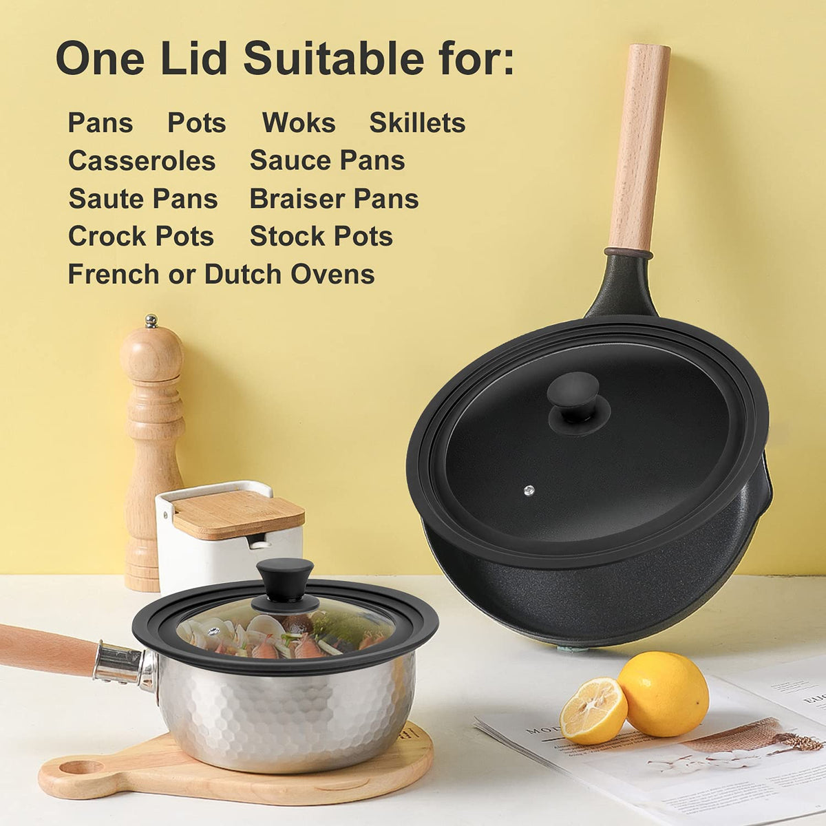 Tempered Glass Universal Lid with Silicone Rim for 10" - 12" Cookware Z31296