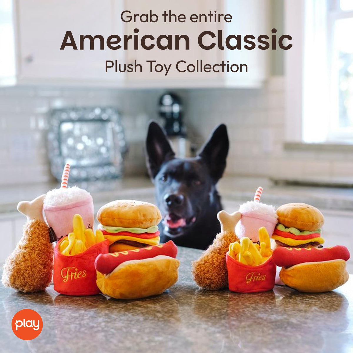 Plush Dog Toys Fast Food Themed Chew Toy Machine Washable Recycled Materials Y41905
