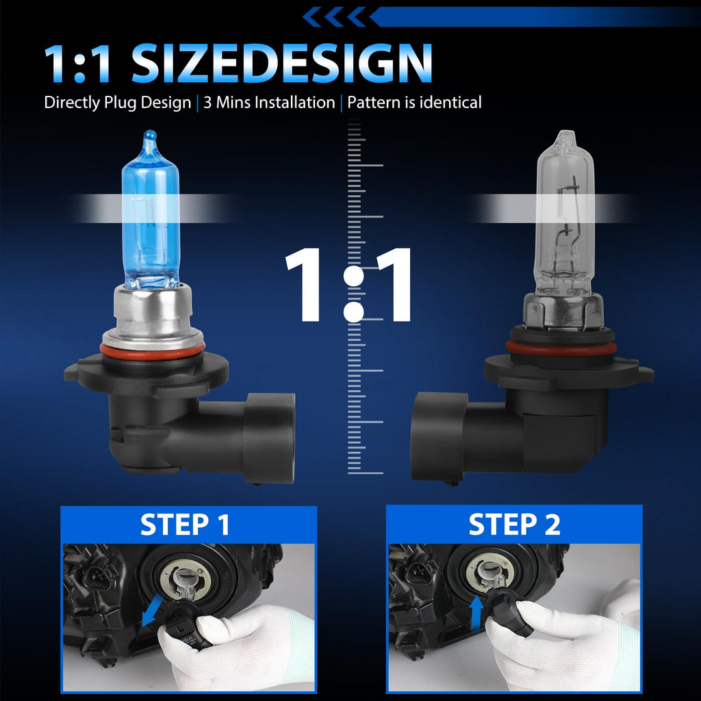 Halogen Headlight Bulbs 9005 High Beam 9006 Low Beam Pack of 4 O326