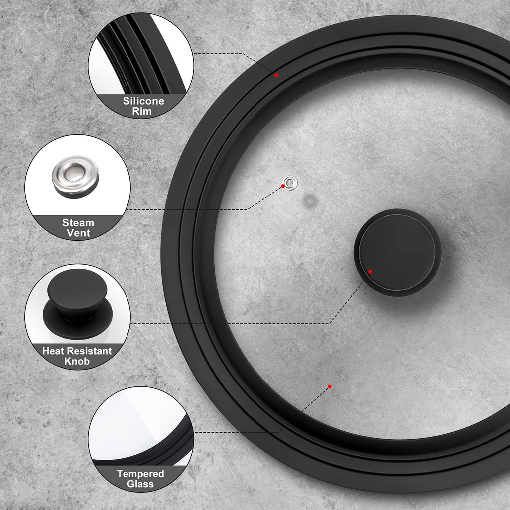 Tempered Glass Universal Lid with Silicone Rim for 10" - 12" Cookware Z31296