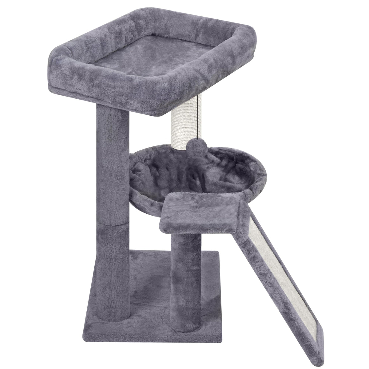 Cat Tree with Scratching Post and Hammock, Grey Q948