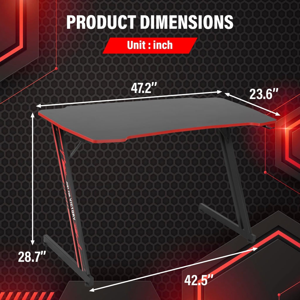 47 Inch Gaming Desk with Headphone Hook P57136