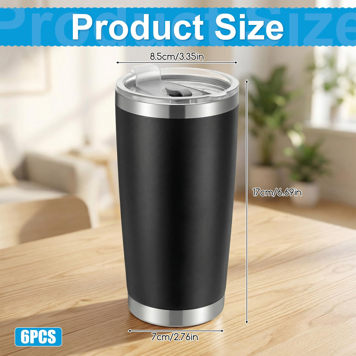6 Pack 20oz Stainless Steel Insulated Tumbler with Lid L888925
