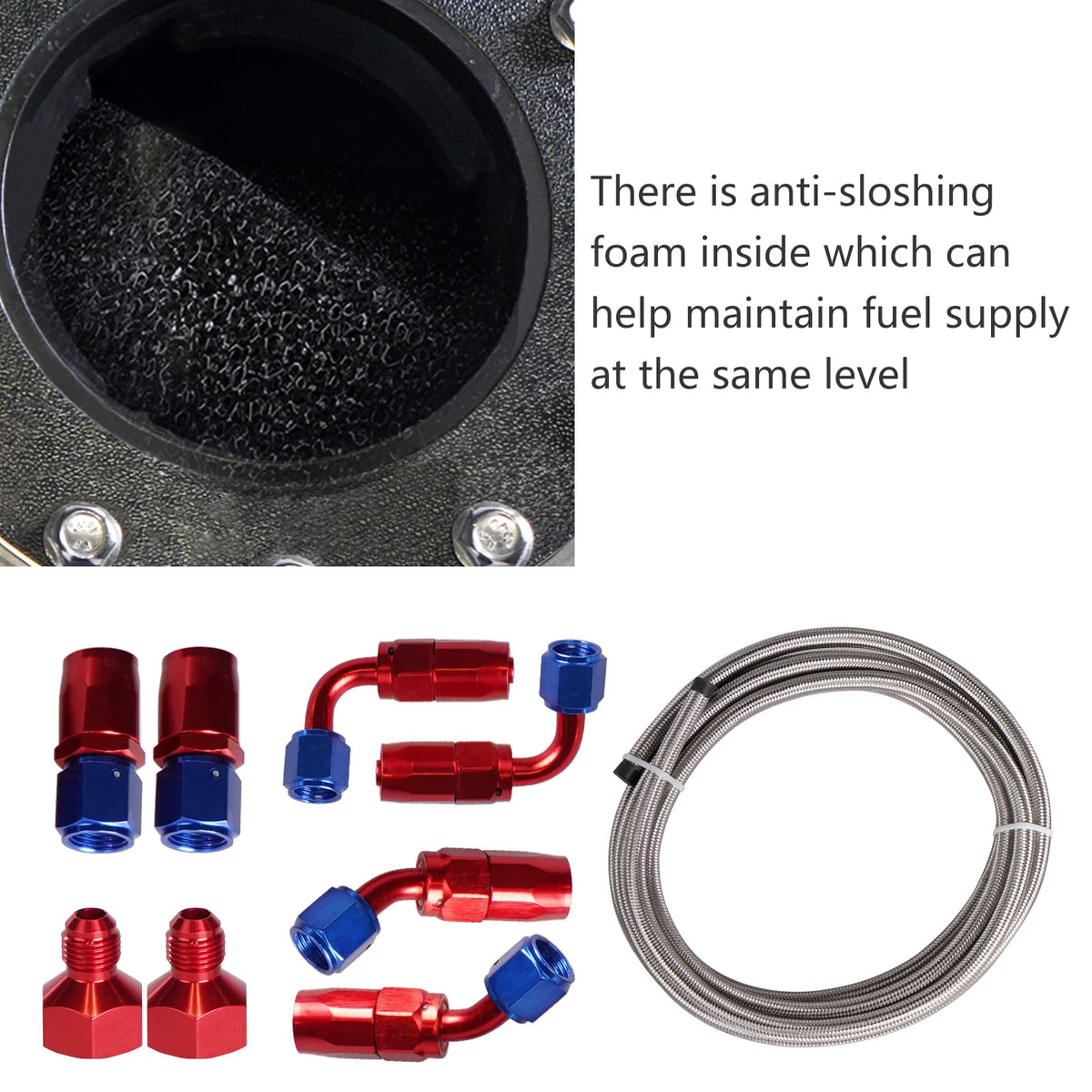 5 Gallon 20L Polished Aluminum Fuel Cell Tank with Cap Level Sender Oil Feed Line O9817