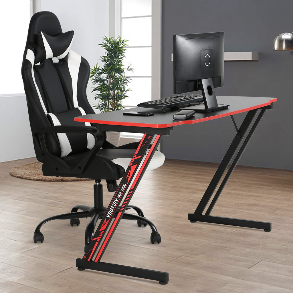 47 Inch Z Shaped Gaming Desk with Headphone Hook C35335