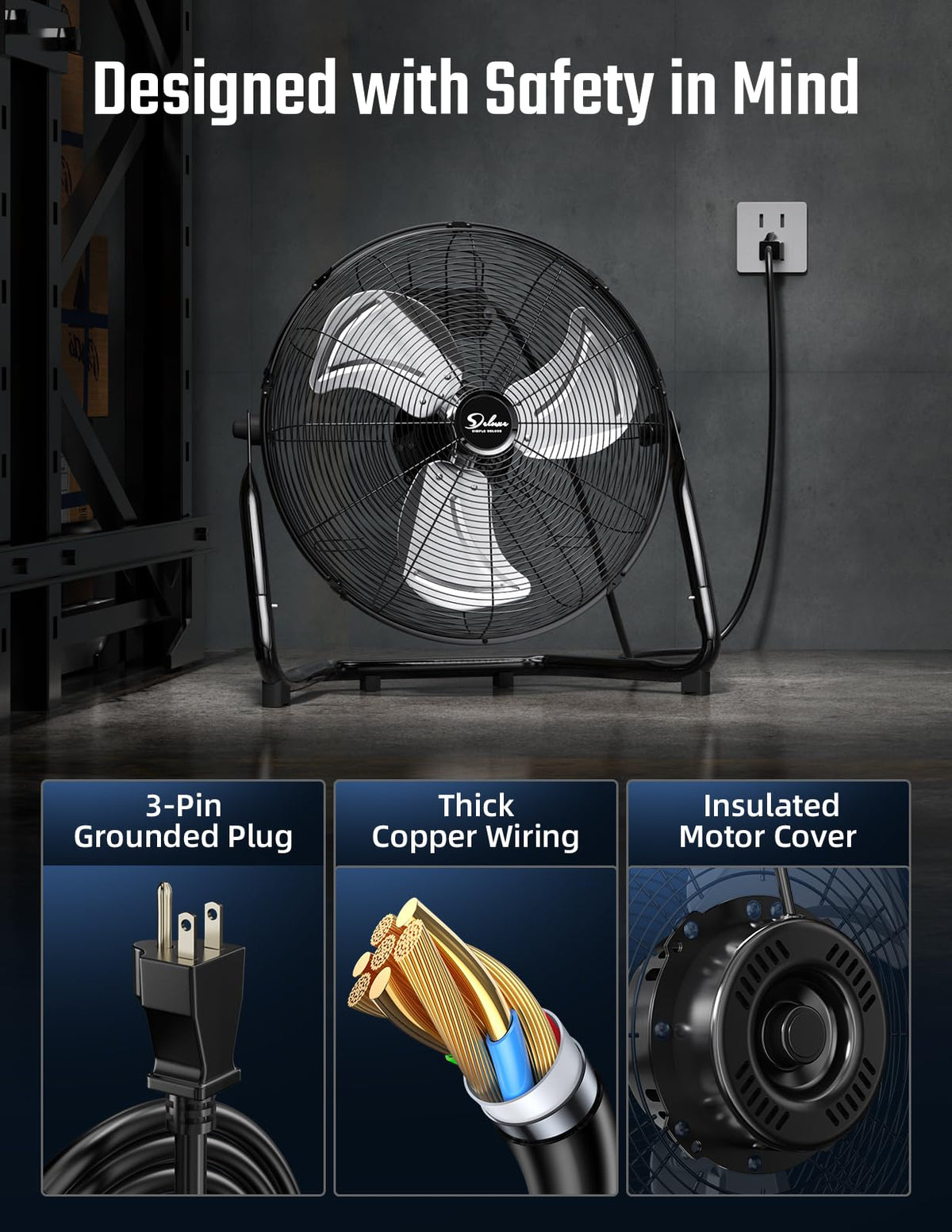 18 Inch 3-Speed Metal Floor Fan V294
