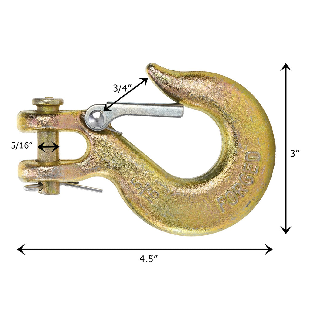 5/16 Inch Forged Steel Clevis Slip Hook with Latch, 14000 Lb Capacity O6411