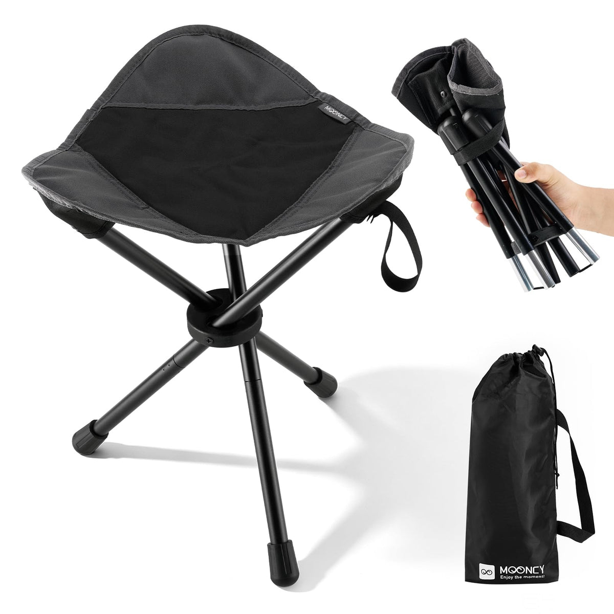 18"×14.5" Aluminum Alloy Folding Camping Stool, Black K3314