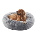 36 inches Faux Fur Fluffy Donut Dog Bed Dark Grey C31709