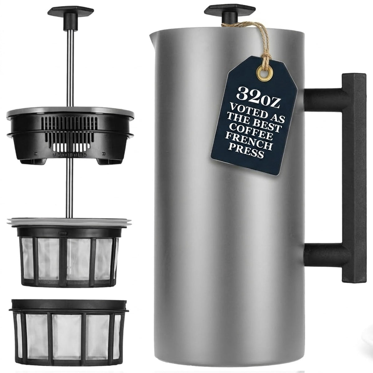 32oz Stainless Steel French Press D411