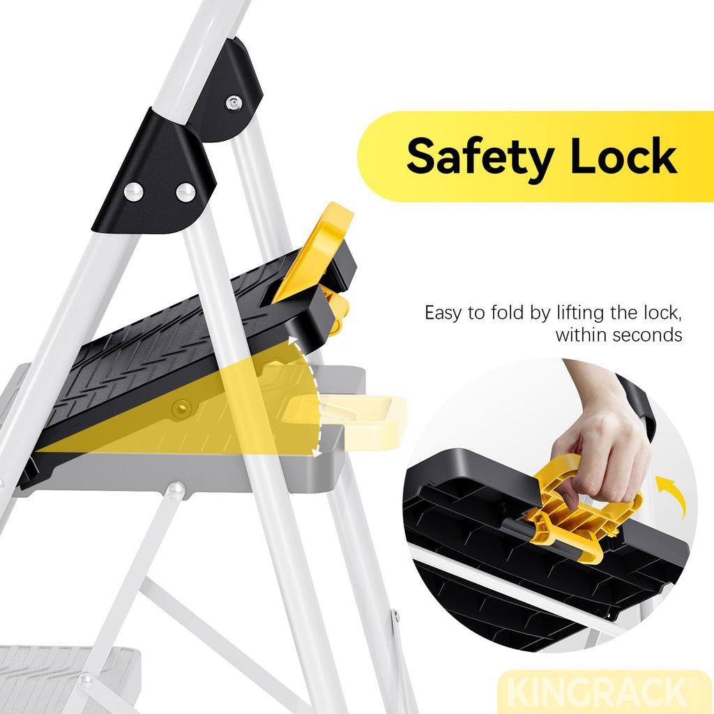 2 Step Folding Ladder 800lbs Capacity White M290056