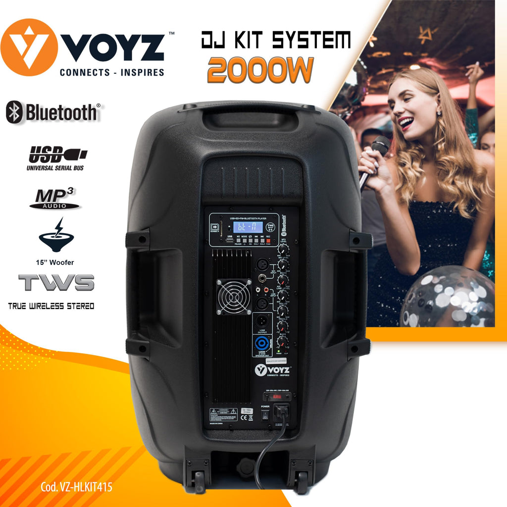 15" 2000 Watt 2-Way Powered PA Speaker System C909047