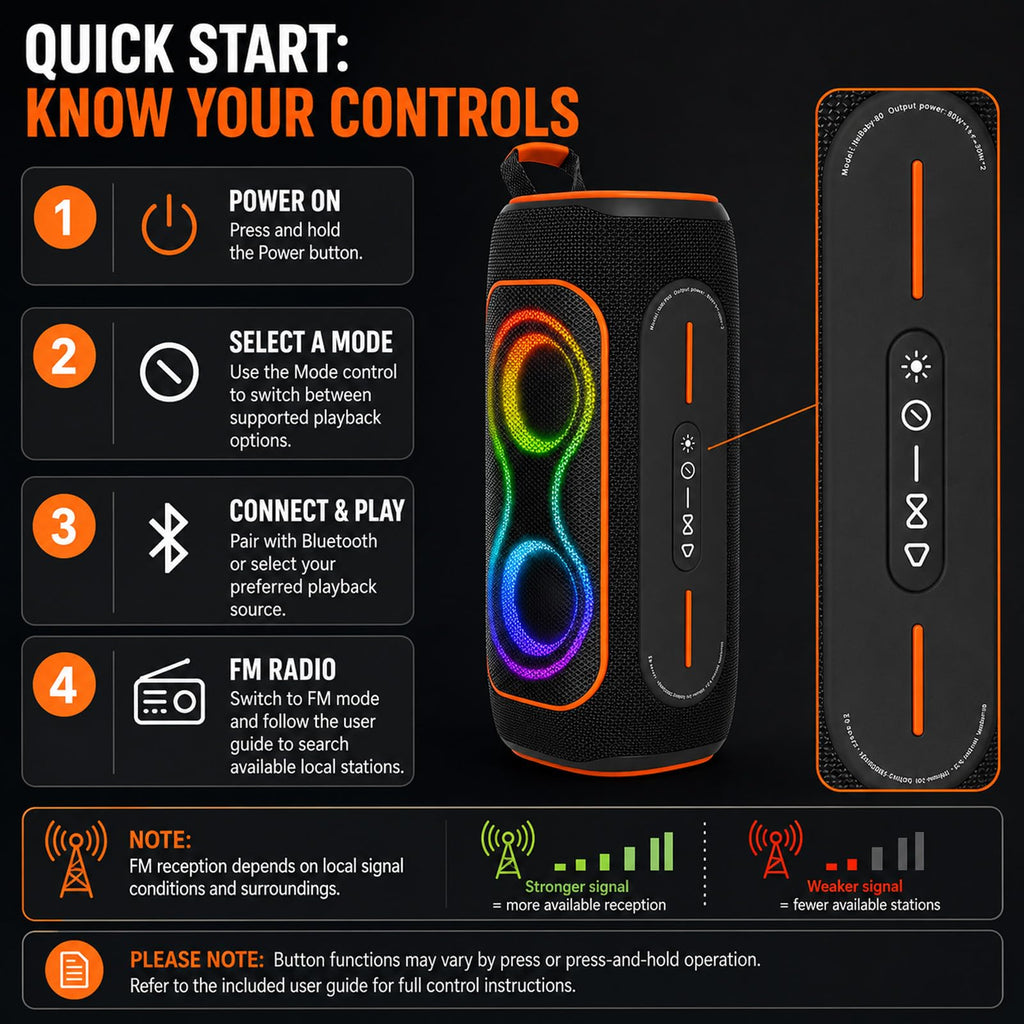 Black 80W Portable Bluetooth Speaker H31101