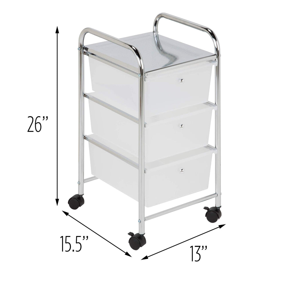 3 Drawer Plastic Storage Cart on Wheels S2591
