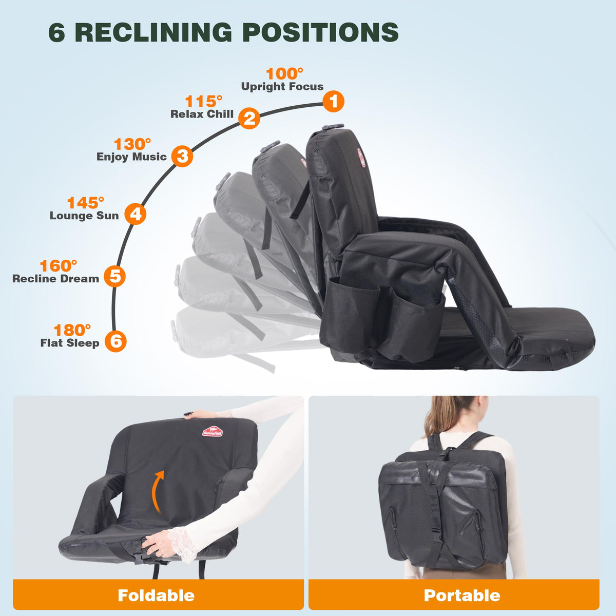 Foldable Stadium Seats 2-Pack with Shoulder Straps X62792