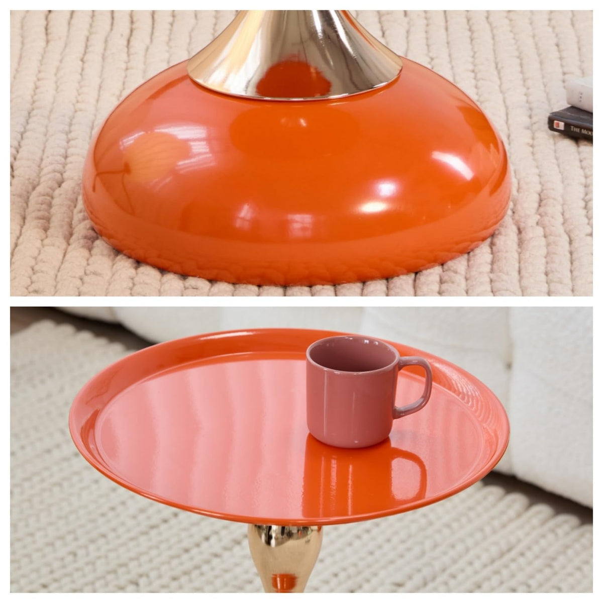 2-Pack Hourglass Side Table Orange Glossy Accent Table I70874