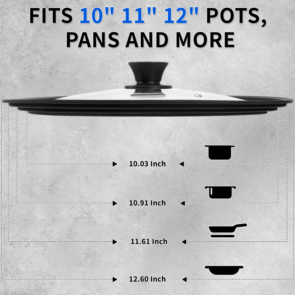 Tempered Glass Universal Lid with Silicone Rim for 10" - 12" Cookware Z31296