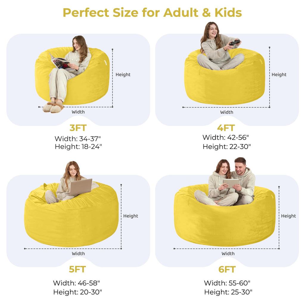 Giant 4' Memory Foam Bean Bag Chair with Microfiber Cover X1476