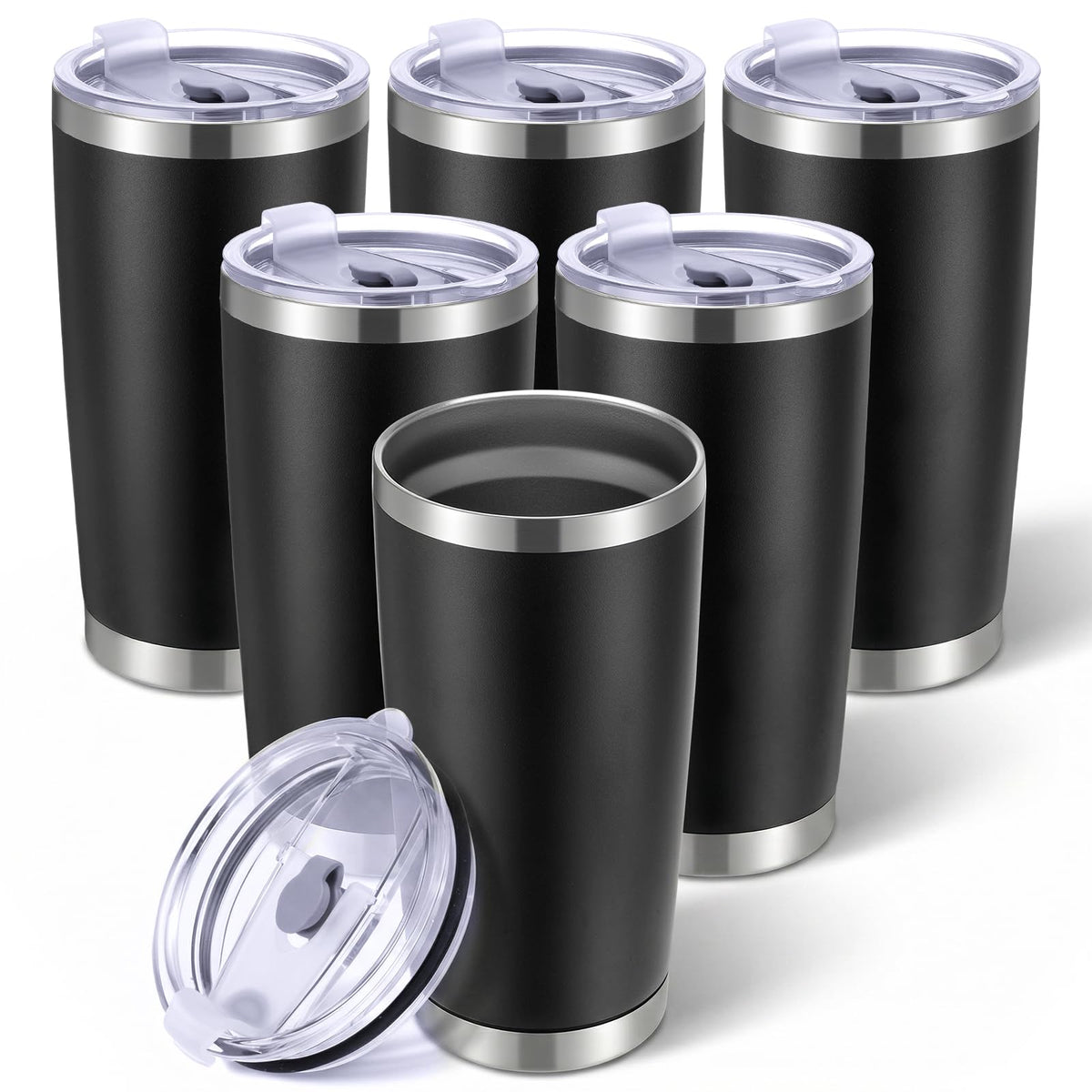 6 Pack 20oz Stainless Steel Insulated Tumbler with Lid L888925