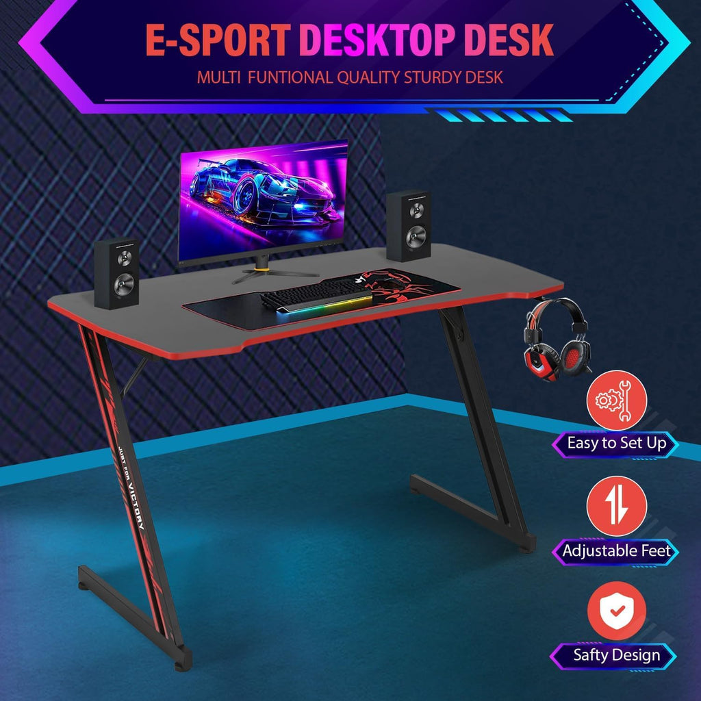 47 Inch Gaming Desk with Headphone Hook P57136