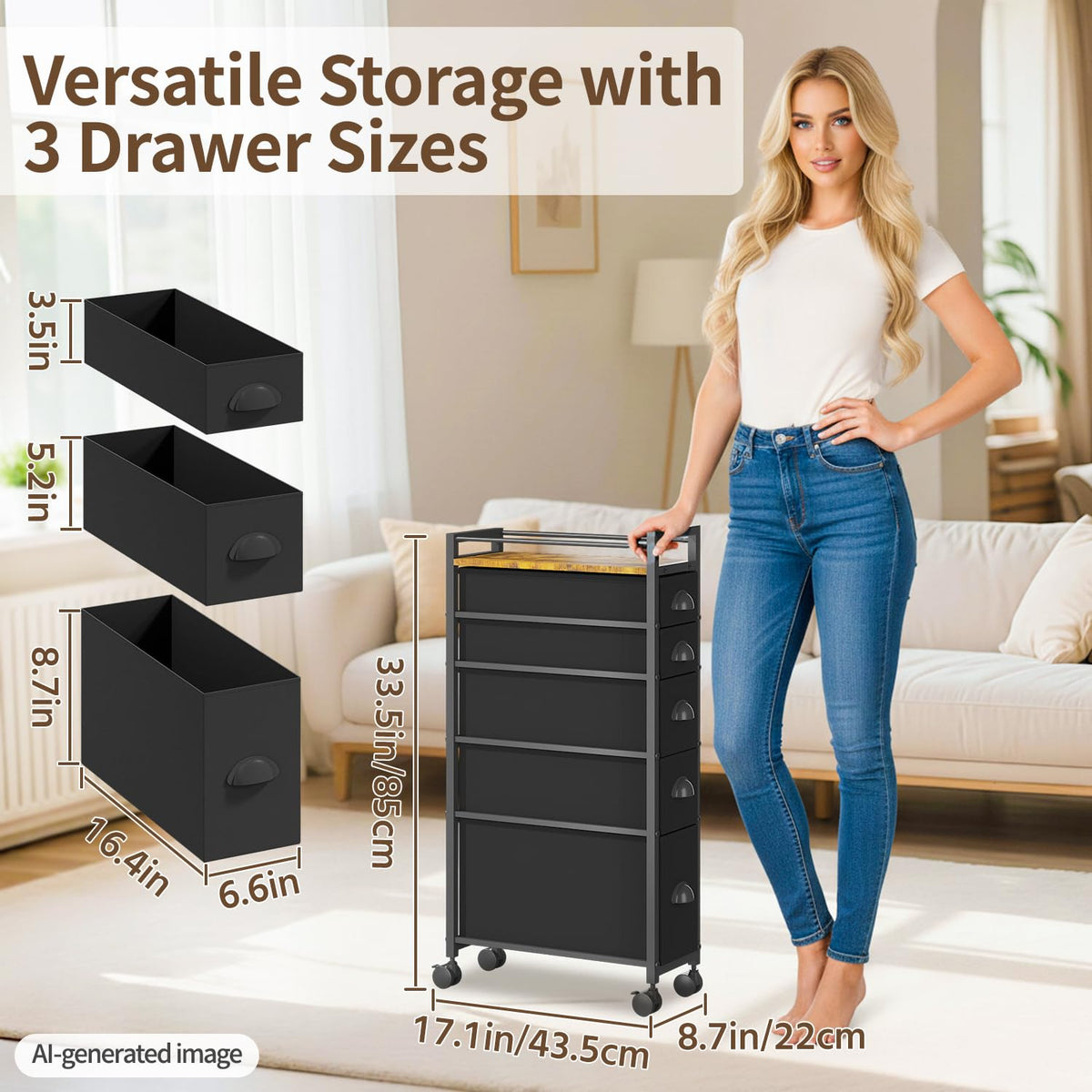 Black Narrow Storage Cabinet Q31740