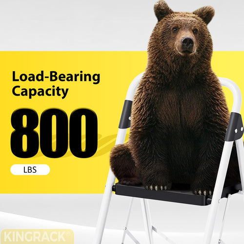2 Step Folding Ladder 800lbs Capacity White M290056