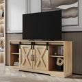 Farmhouse Wood TV Stand with Sliding Barn Door and Storage Cabinet P492