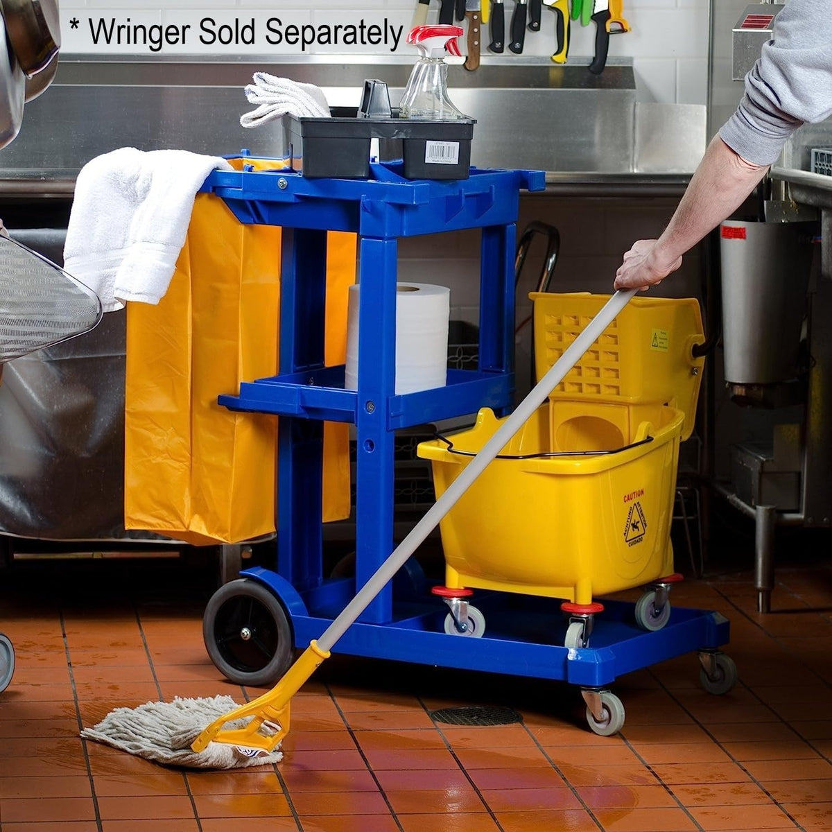 35 qt. Yellow Mop Bucket on Wheels C23632