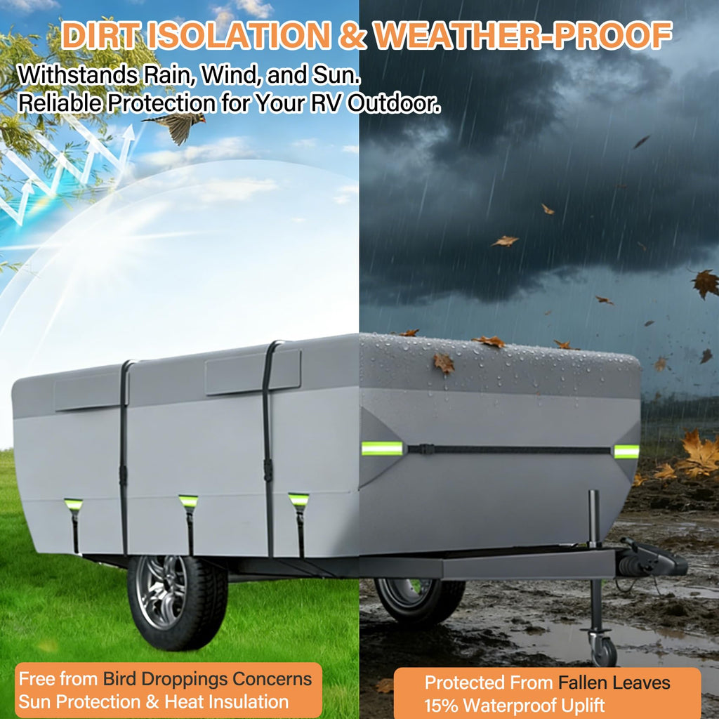 12'-14' 7 Layers Waterproof Breathable Pop Up Folding Camper Cover D986724