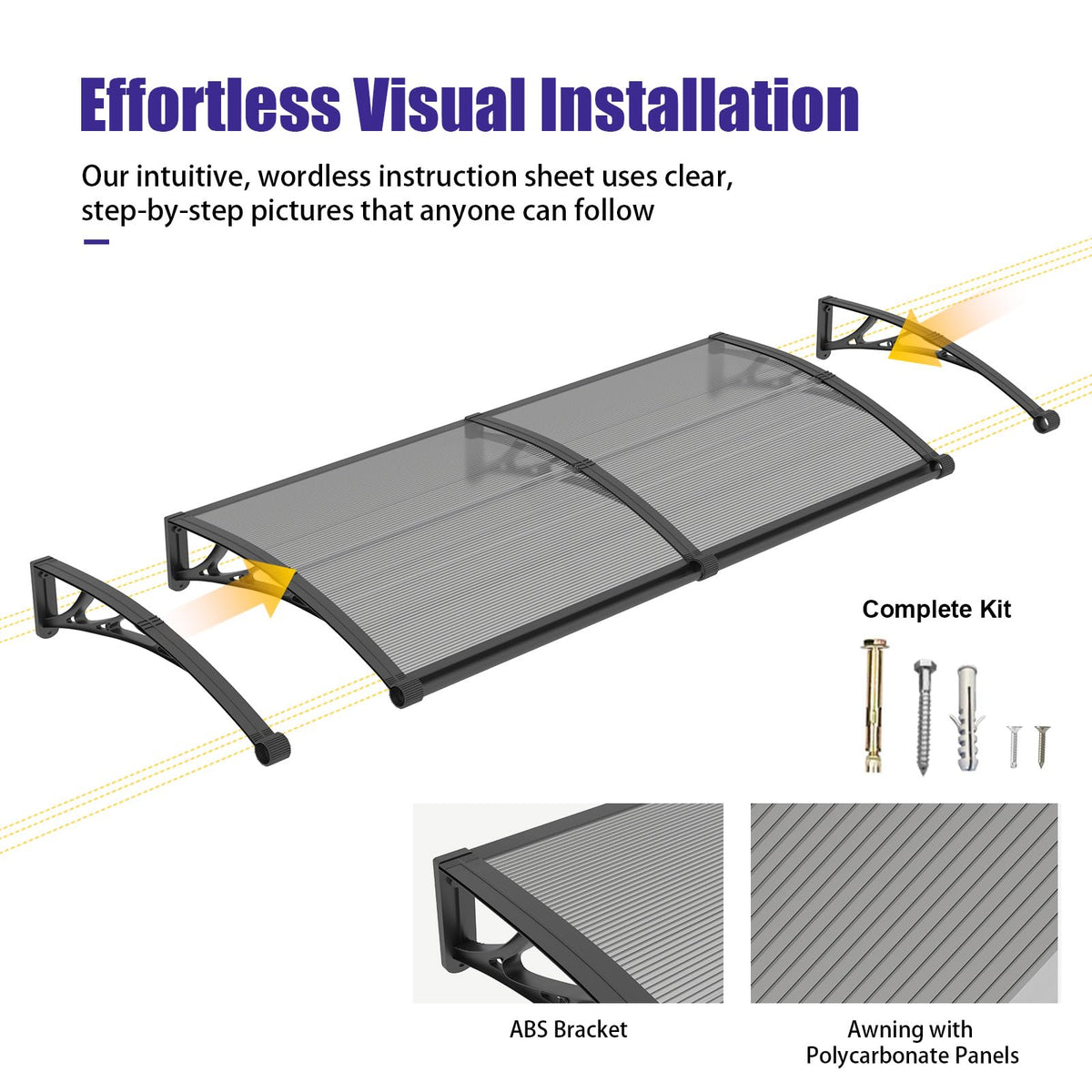 32" x 48" Window Door Awning Canopy with Drainage U3121