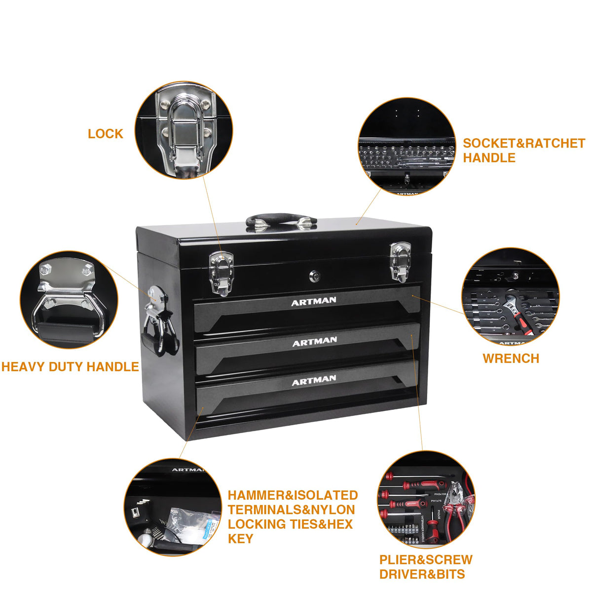 439PCS Mechanic Tool Set with 3 Drawers K1261