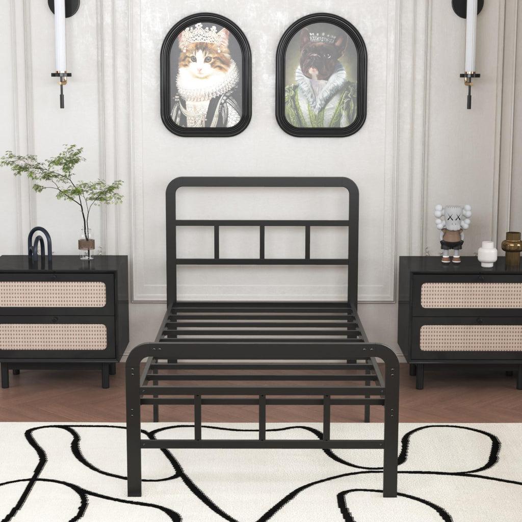 Twin Platform Bed Frame with Headboard and Footboard M675